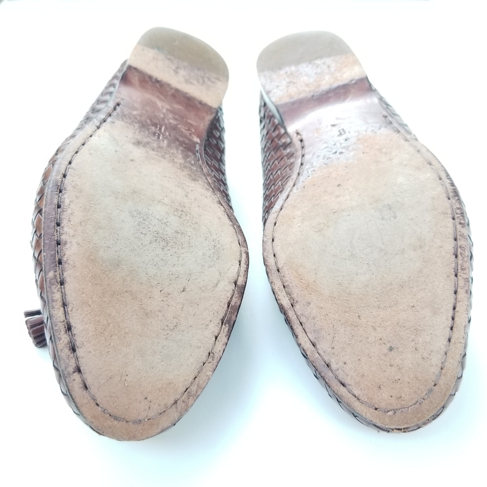 Cole Haan Basket Weave Woven Kiltie Tassel Leather Flat Loafers Brown Italy 8 B - Picture 15 of 15